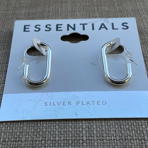 Essentials Women Earrings Silver Plated Jewelry Hoop Hook Earrings $40 - Picture 1 of 12